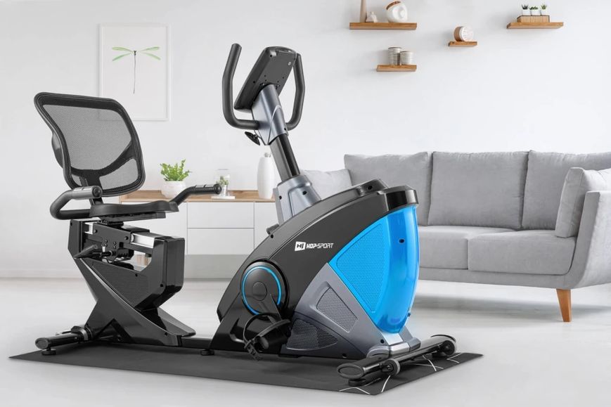 Горизонтальный велотренажер Hop-Sport HS-070L Helix синий iConsole+ 1058 фото